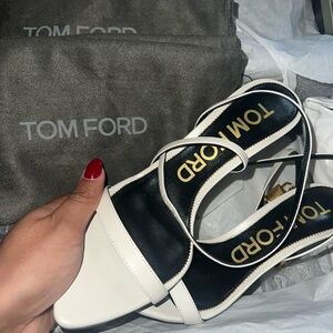 Chalk colored Tom Ford Lock heels